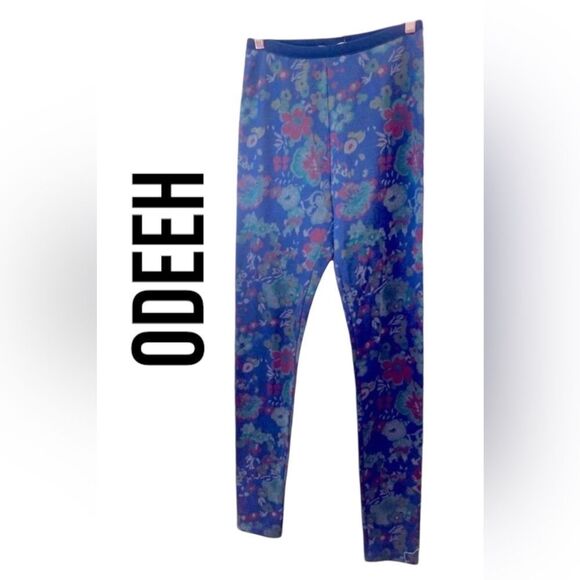 NWT ODEEH Mountain Pants Floral In Blue Sz. S - Picture 1 of 8
